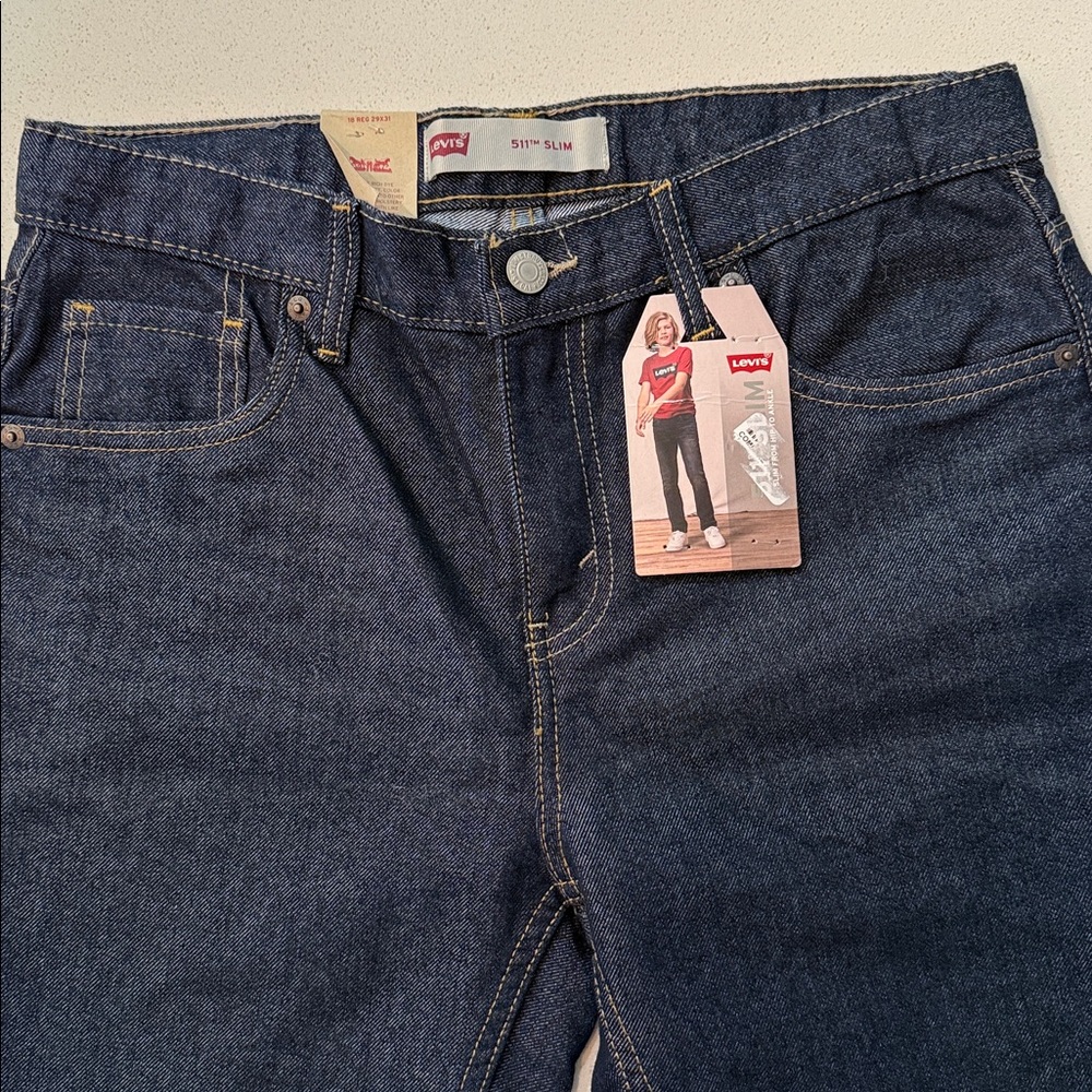 NWT Levi's Big Boys 511 Slim Dark Blue Jeans Size 18 reg 29x31